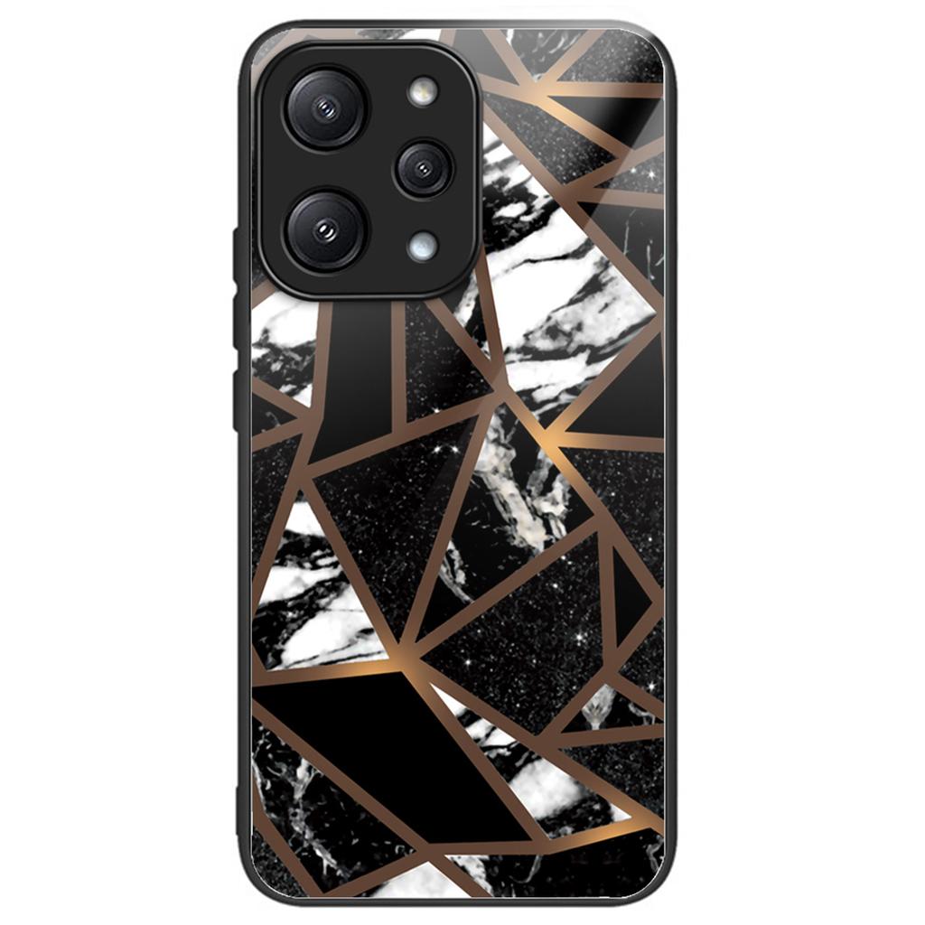For Xiaomi Redmi 12 5G (Global)/Poco M6 Pro 5G Phone Case Marble Pattern Tempered Glass Back Cover