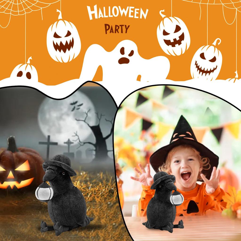 Плюшевая игрушка ворона, сделанная ZHONGXIN, реалистичная милая ворона, стоящая мягкая птица, кукла, обнимающая подушка, черный магазин подушек, декор для совместного сна…