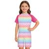 Kids Special Needs Adaptive Cute Printed Jumpsuit Round Neck Short Sleeve Anti Strip Romper