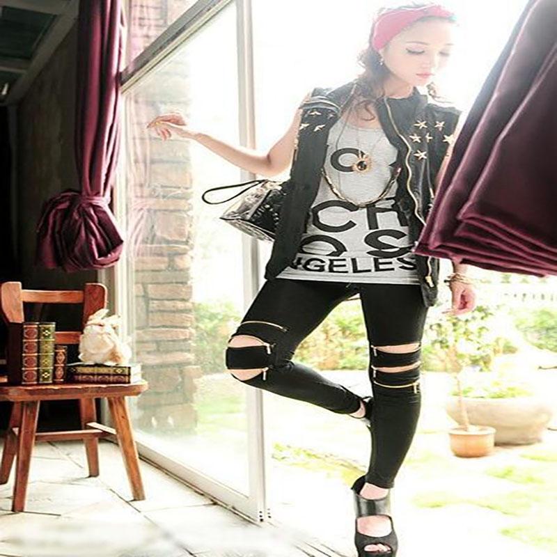 Классическая посадка Облегающие Сексуальные Леггинсы Брюки с тремя молниями из яркой кожи стрейч