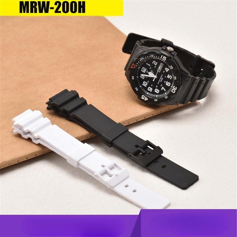 Полимерный ремешок для Casio MRW-200H 18мм ремешок для часов мужской спортивный водонепроницаемый черный белый сменный аксессуар для часов