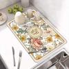 Коврик для сушки с цветочным принтом, нескользящий коврик для сушки посуды, коврик для сушки посуды, кухонный
