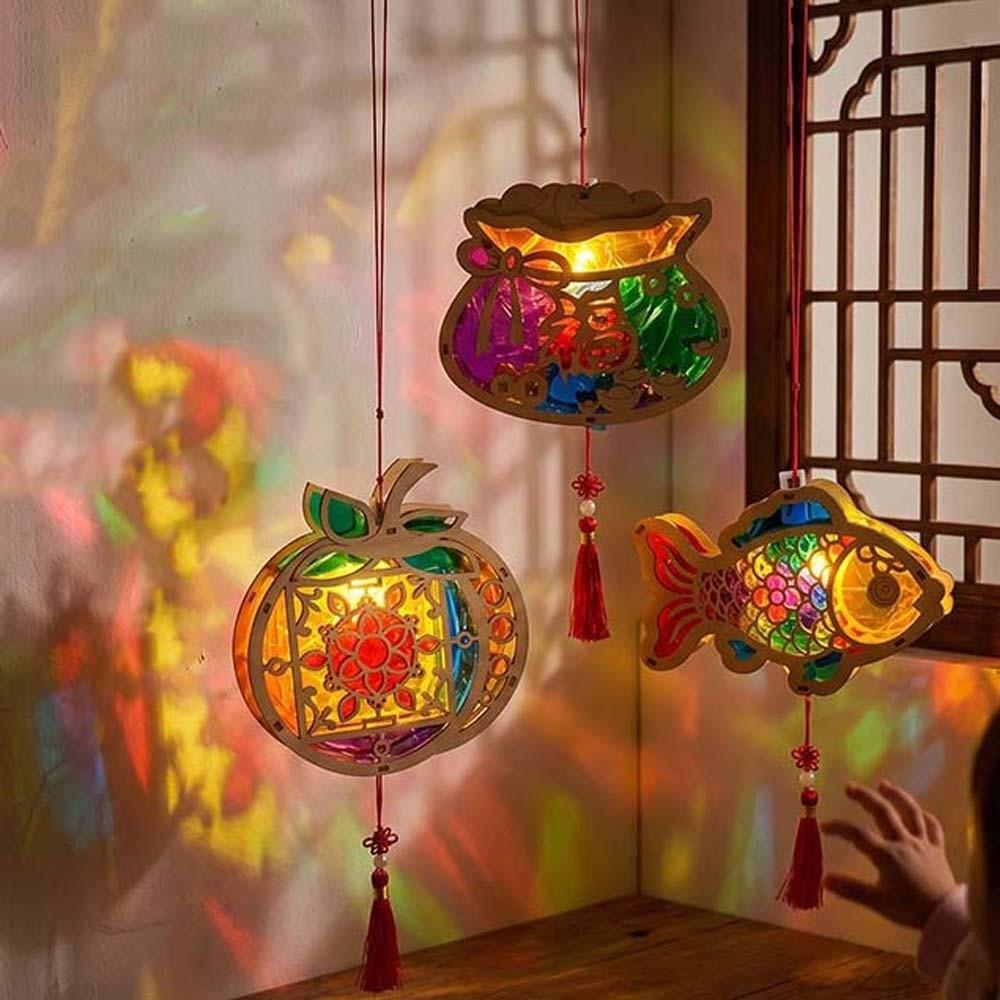 Traditional Style Wooden Lantern Handmade Craft Festival Decoration  Mid Autumn