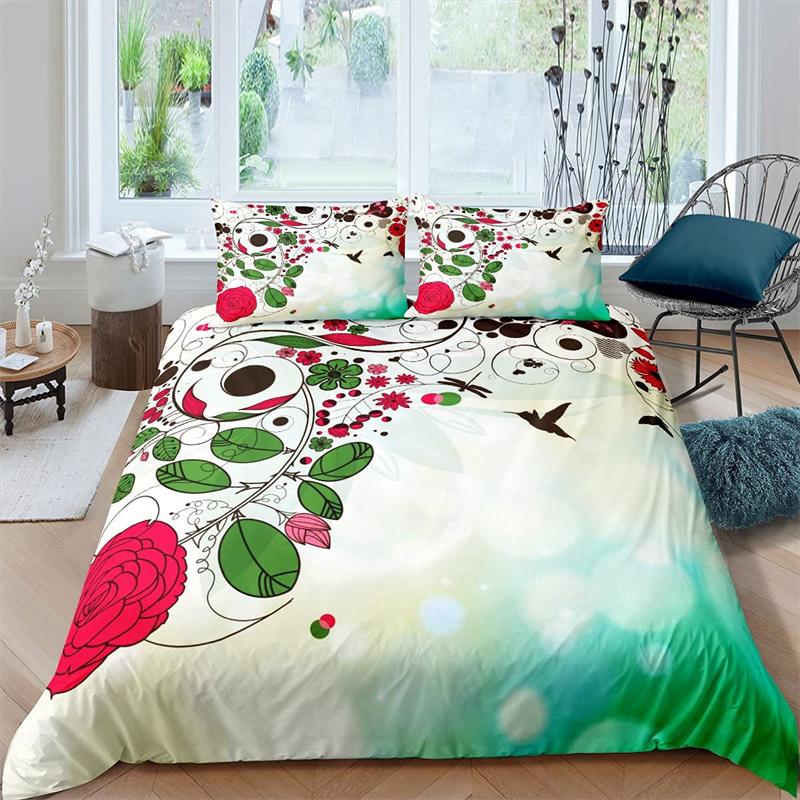 Комплект постельного белья Rustic Flower White из микрофибры с изображением листьев деревьев и цветов, комплект пододеяльников с 3D-принтом и наволочками, декор комнаты