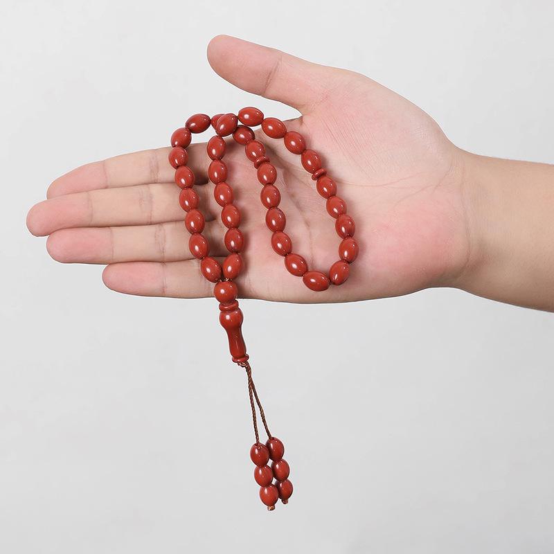 Исламский тасбих из 33 бусин, Розарий для молитвы, Бусины 9x12 мм, Ручная нить Хуэй из Ближнего Востока