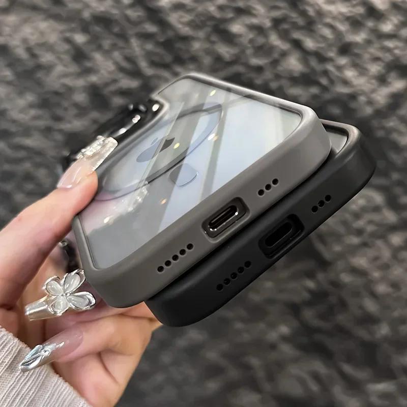 Магнитный противоударный чехол для телефона для iPhone 17 16 15 14 13 12 11 Pro Max для подставки MagSafe, протектор для стеклянного объектива, задняя крышка, Funda