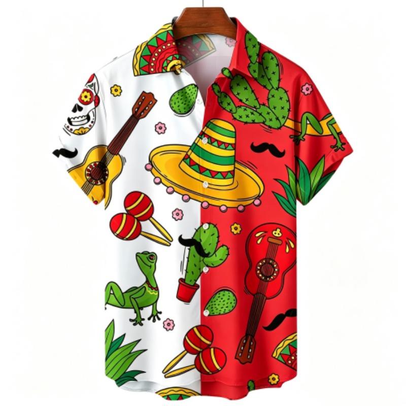 Vintage Fashion Men's Shirt Mexican Style 3D Printing Shirt Hawaiian Beach Vacation Clothing Men's Street Style Shirt Daily Men's and Women's Shirt