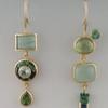 Нежные дизайнерские квадратные круглые серьги-подвески с зеленым камнем, серьги медного цвета, женские украшения