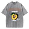 Casual Womens Acid Wash T-Shirts Peaches Records Printing Tees Distressed Oversize Cotton Short Sleeve Female Clothes