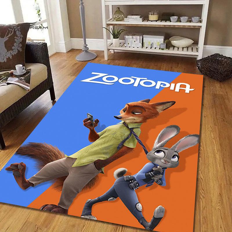 1pc Zootopia Pattern Area Rug Soft Flannel Floor Mat for Living Room,Office,Bedroom and Carpet,Sofa Coffee Table Floor Mat