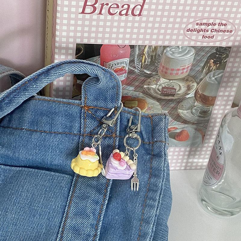 Творческий сладкий десерт торт вилка брелок кулон для женщин мужчин милый имитация еды рюкзак украшения аксессуары подарки