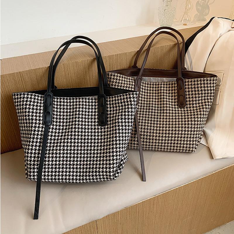 Европейский винтажный стиль, узор «гусиная лапка», женские сумки-тоуты для поездок на работу, вместительные, универсальные, композитные сумки через плечо, новые, модные