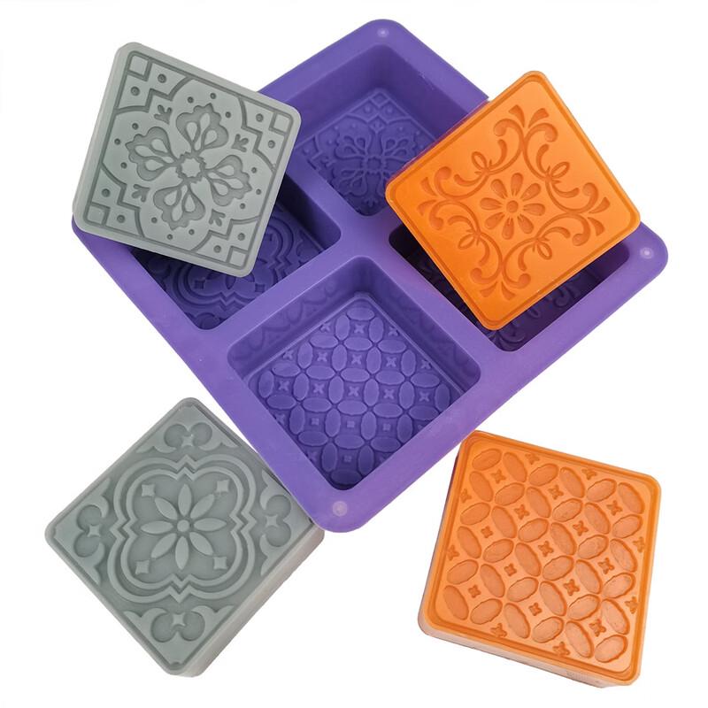 4-Cavity Flower Square Silicone Mold