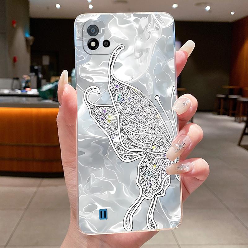 For Realme C11 (2021) RMX3231 / Realme C11 2020 RMX2185 Casing Clear Luxury Fashion Butterfly Flowers Soft Silicone Phone Case