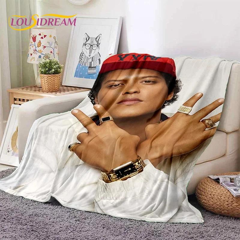 Bruno Mars 3D Singer Star Soft Flannel Blanket for Beds Bedroom Sofa Picnic,Throw Blanket for Cover Outdoors Leisure Nap Gift