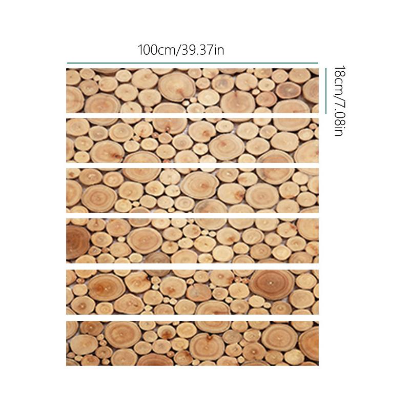 WTEMPO 2 Roll 6 Kinds of Wood Growth Rings Pattern Removable Self-Adhesive Stair Stickers Peel and Stick Renovation Stair Decals Stick Stickers
