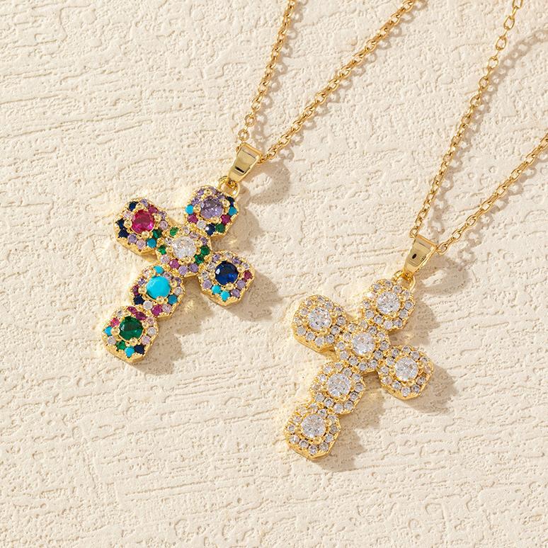 Necklace Copper Gold-plated Full Diamond Retro Light Luxury High-end Titanium Steel Chain Does Not Fade Jewelry Women