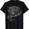 Minimalistic Rose Flower On Black and White Rose T-Shirt