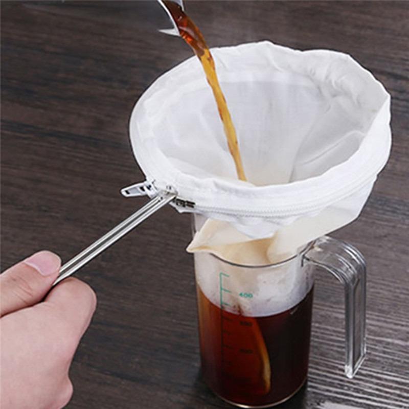 Milk Tea Filter Bags With Handle Coffee Cotton Cloth Strainer Tea Infusers For Loose Bubble Tea Mesh Strainer Colander