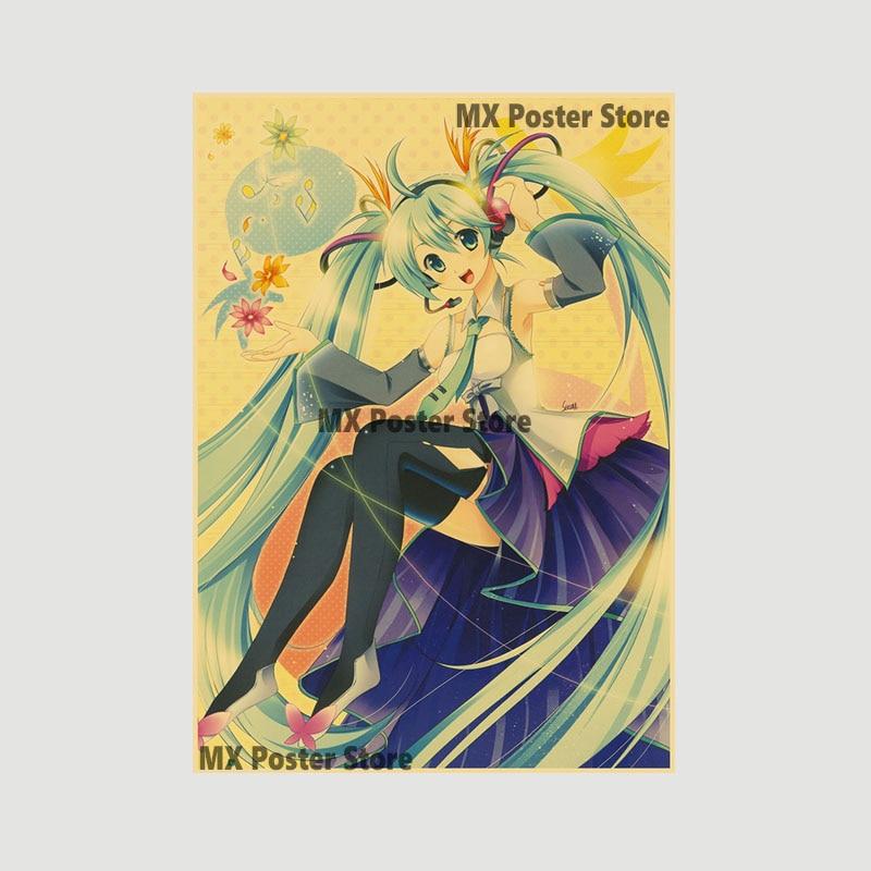 Аниме идол мультфильм певец Мику плакат HD печать крафт-бумага ретро настенные художественные фотографии спальня декоративная живопись домашний декор подарки