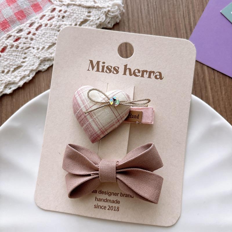 2 шт./компл. Милая принцесса, элегантная заколка для волос для девочки, однотонная клетчатая заколка-бантик для детей, милые аксессуары для волос, головные уборы