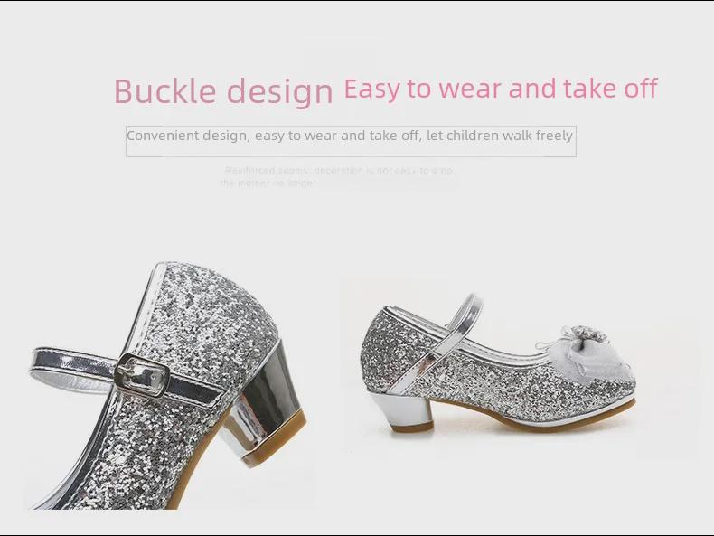 2024 Модные туфли на высоком каблуке в корейском стиле для девочек - Обувь для маленьких принцесс