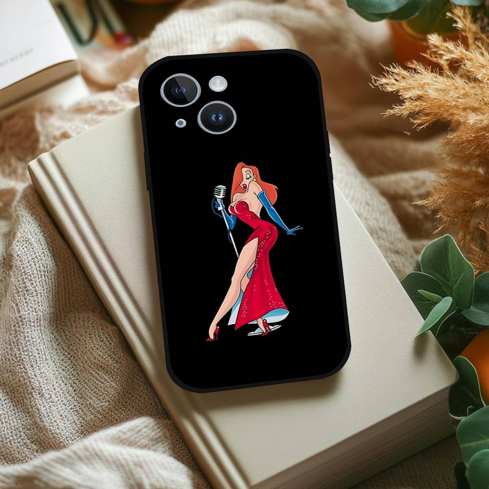 J-Джессика R-Кролики Чехол для телефона Для IPhone 1716 15 14 13 Pro Max 11 12 Mini X Xs XR Черный Силиконовый Чехол