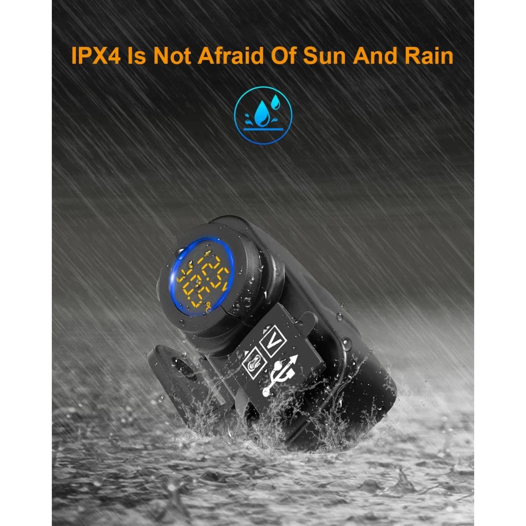 Зарядное устройство для телефона на мотоцикле с цифровым дисплеем 36 Вт QC3.0, быстрое зарядное устройство с двумя USB-входами, вольтметром, термометром, адаптером для сотового телефона