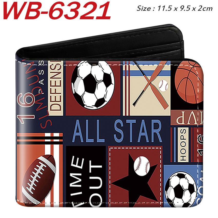 Sports Ball Bifold Wallet Football Basketball Rugby Pattern Student Coin Purse Card Holder Leather Short 1pcs