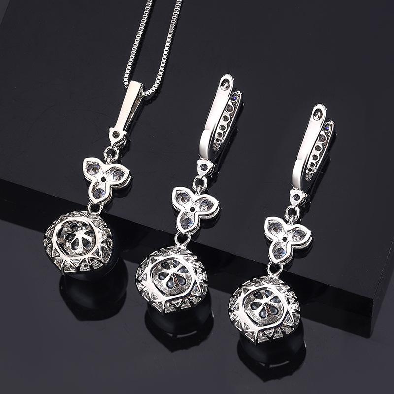 Jewelry Zircon Micro Inlaid Women's Light Luxury Fashionable Pearl Pendant Set Design Simple Earring Set Holiday Gift