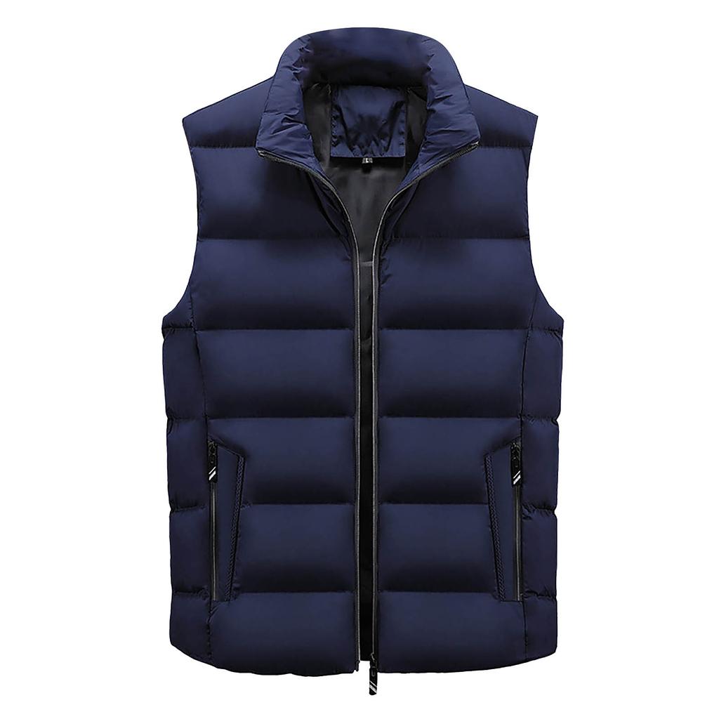 Men Winter Fashion Stand Collar Color Waistcoat Vest Jacket Top Coat