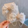 Heart Tulle Bow Hair Clips Rhinestone Princess Barrettes Gift for Friends Duckbill Clips  Party