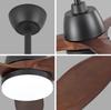 36-Inch Modern Black Ceiling Fan, Dimmable in 3 Color Tones, Solid Wood Blades, Control Handle, Reversible DC Motor, Memory Function