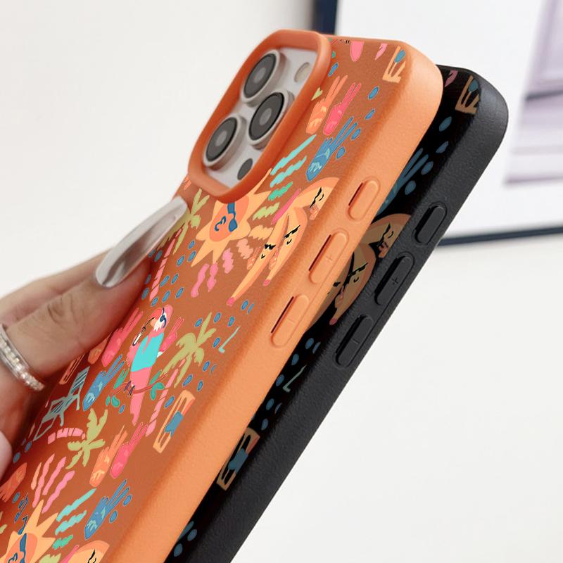 Красочный мультяшный чехол Для iPhone 17 Pro Max iPhone 16 Pro Max 15 14 13 12 11 16E Air Роскошная силиконовая накладка с текстурой кожи