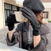 Осенне-зимние однотонные перчатки для велоспорта с бархатной подкладкой и пуговицами