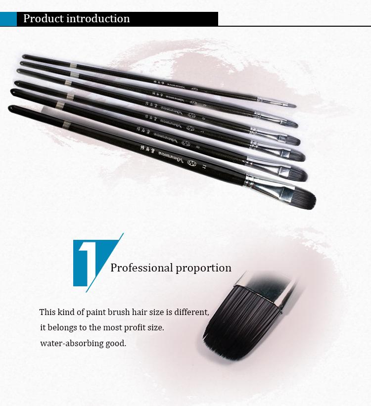 JOWOART 6 шт. Круглая головка, шерсть ласки, смешанный волос, черная деревянная палка, художественные принадлежности, кисти для масляной живописи, кисти для акварели, художественные принадлежности