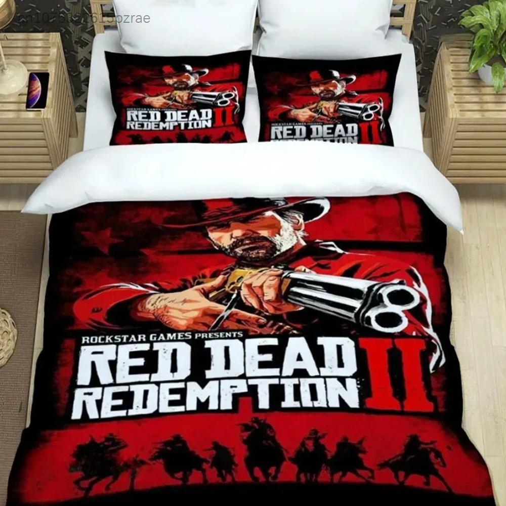 Постельное белье Red Dead Redemption 2 Изысканный набор принадлежностей Печатное пододеяльник Комплект одеял для кровати Постельное белье Роскошный подарок на день рождения