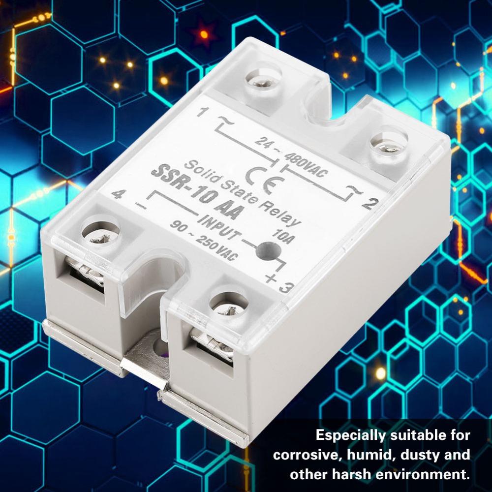 SSR-10 AA Solid State Relay Input 90-250V AC AC-AC Solid State Relay AC-AC Output 24-480V AC Relay Module Industrial Control