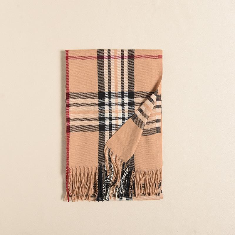 New Scarf Autumn and Winter Warm Shawl Scarf Female Sweet Imitation Cashmere Scarf Medium and Long Plaid Scarf