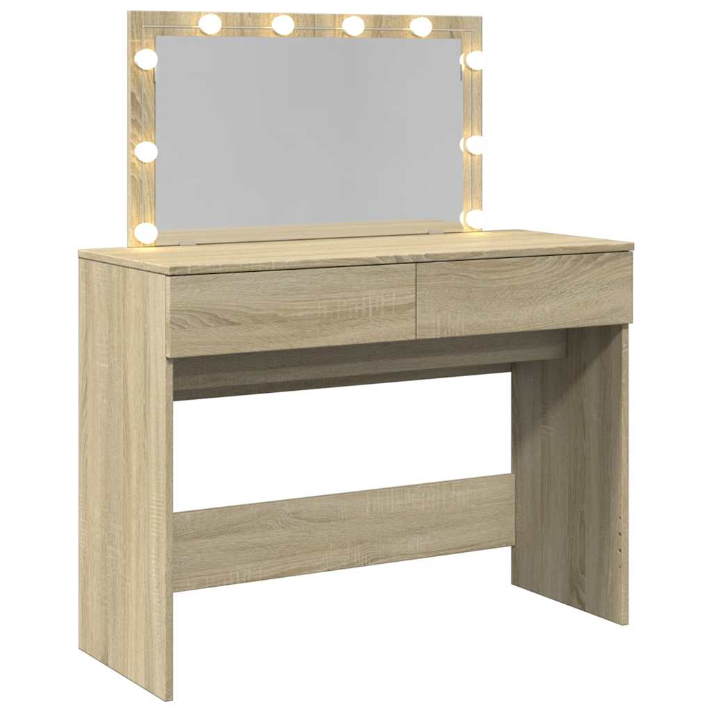 Vidaxl Toaletka Z Oświetleniem Led, Dąb Sonoma, 100X40X120 Cm