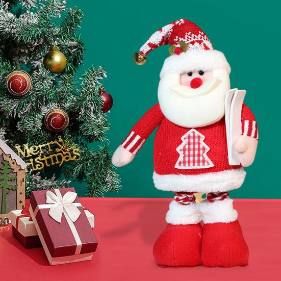 Рождественская кукла, плюшевая игрушка Санта-Клауса, снеговика, лося, с телескопической ногой для рождественского декора для дома, стола, камина, окна, сада