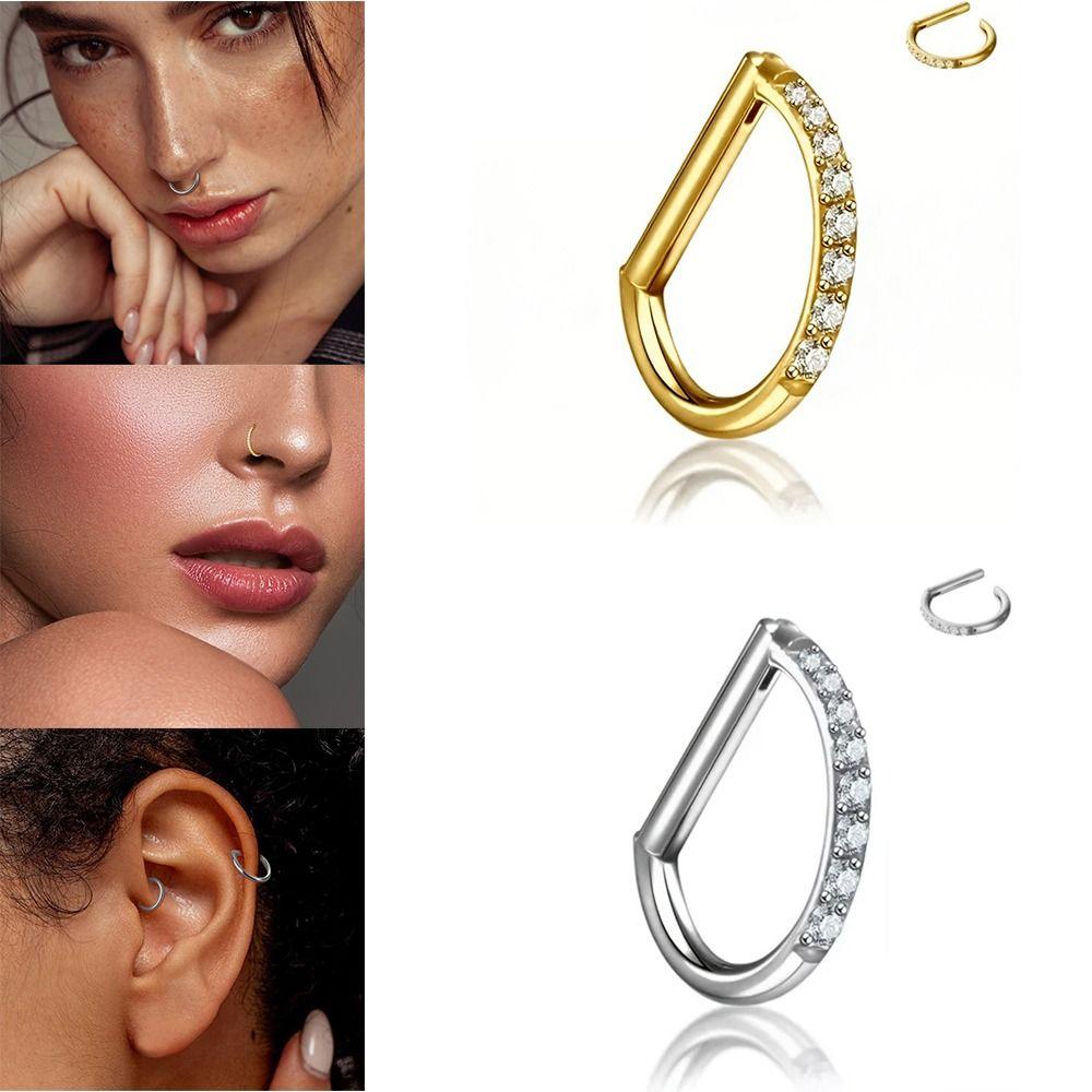 D Shape Ear Cartilage Piercing ASTM F136 Titanium Nose Ring Hoop Septum Ring  Conch Helix Piercing