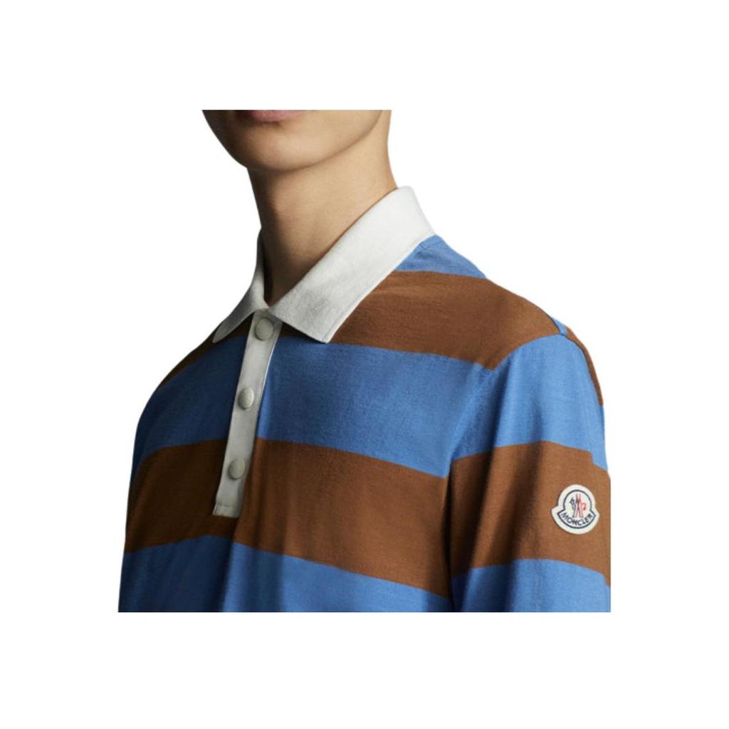 Moncler Мужская футболка-поло с коротким рукавом, цветные блоки, полоски, принт с логотипом, SS22, синий H10918A00016899NN706