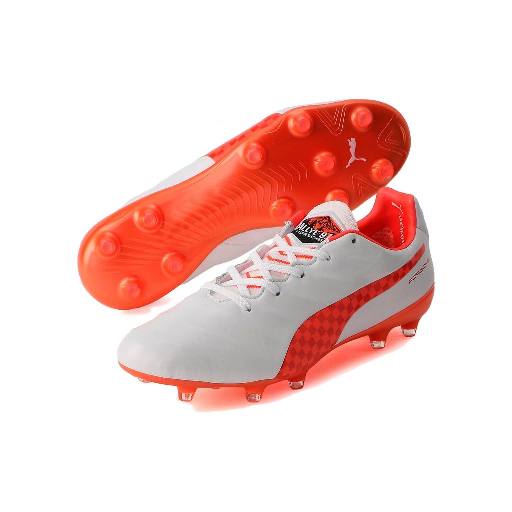 Puma King Platinum 21 Rally FG/AG Тканевые Низкие Футбольные Бутсы Мужские Футбольные Бутсы Белый Оранжевый 107109-01