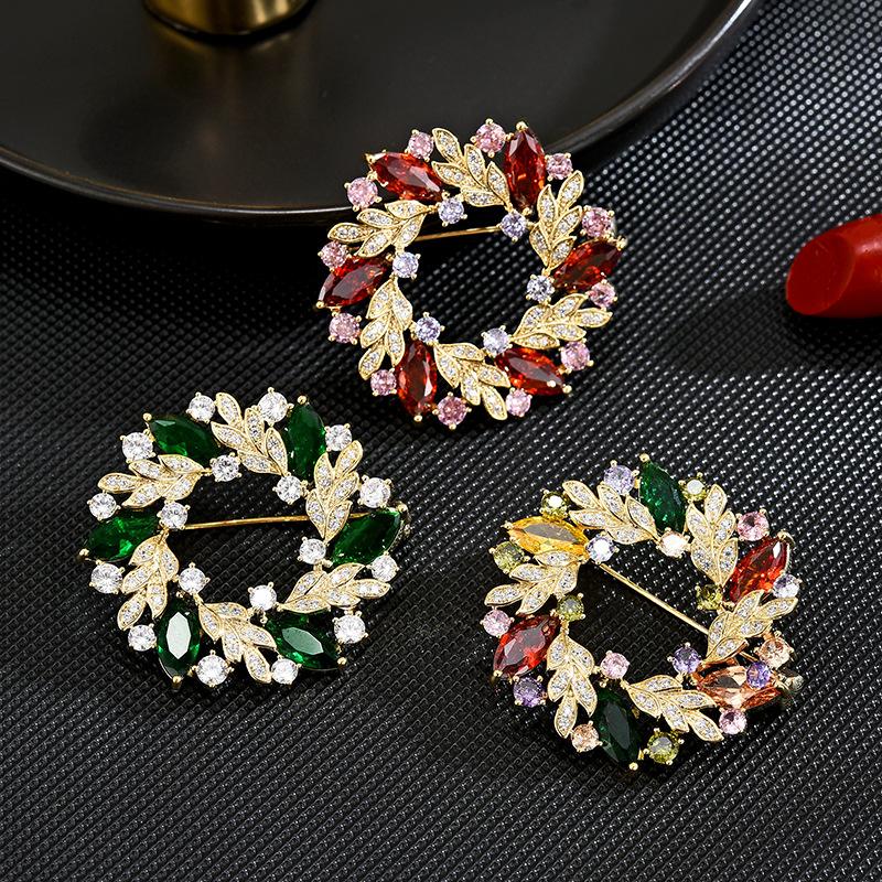 High-End Luxury Color Zircon Ring Bauhinia Corsage Atmospheric Brooch Suit Accessories