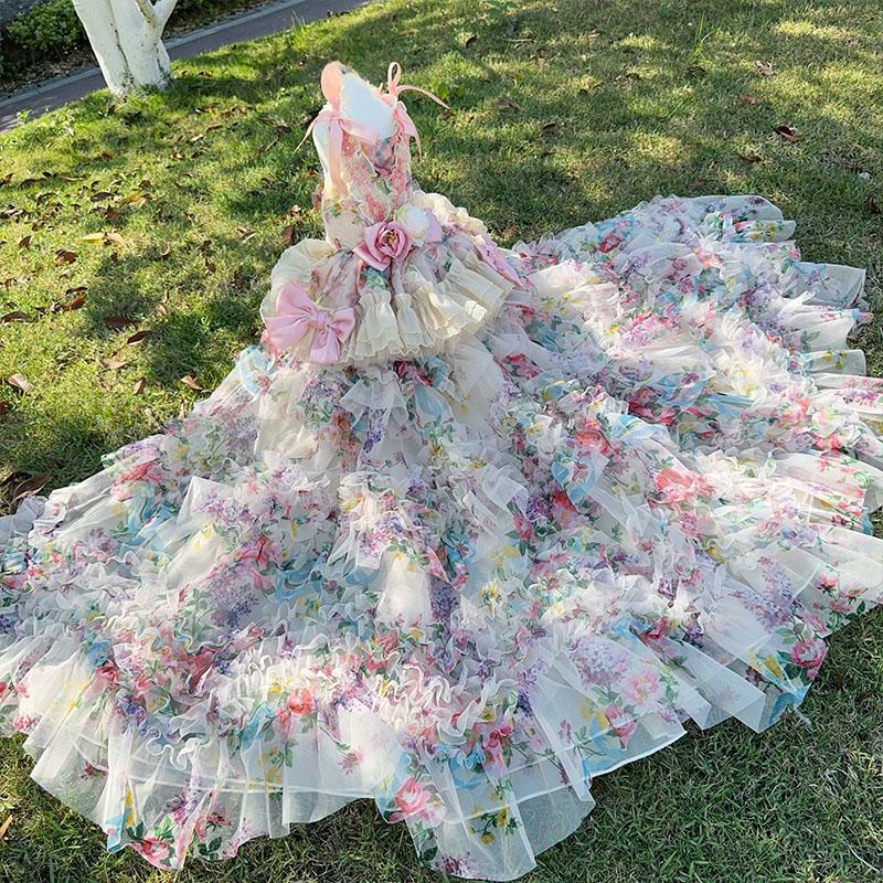 Handmade Tailormade Wedding Pet Dress for Dogs Cats - Elegant Lace Tutu Gown with Pearl Collar, Custom Sizes Green Bridal Puppy