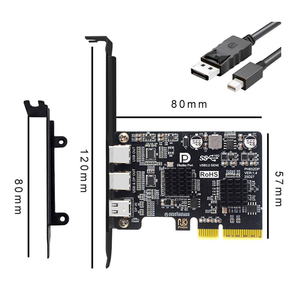 Xiwai PCI Express x4 и Mini DisplayPort 1.4 Вход на двойной Type-C USB 3.1 и 4K 60 Гц Выход Адаптер карты расширения для настольного компьютера ASM3142