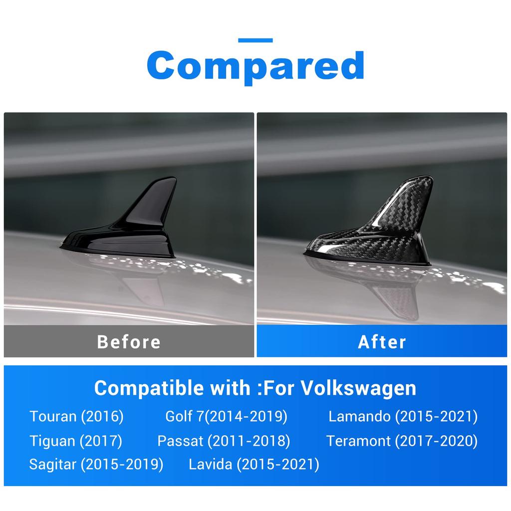 AIRSPEED Volkswagen Accessories Real Hard Carbon Fiber Car Shark Fin Antenna Cover Decoration Cover