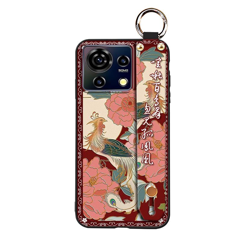 Protective Soft case Phone Case For ZTE Blade V50 Vita Fashion For Mom Shockproof Wristband Elderly lady Wrist Strap