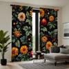 2 шт. занавесок HD с изображением листьев, садовых цветов и фруктов, с зеленой завязкой, с цифровой печатью, для украшения дома, в стиле «Украсьте гостиную»